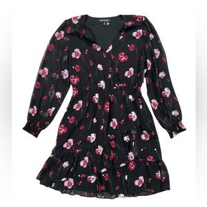 Banana Republic Floral Black Long Sleeve‎ Dress Work Career Casual